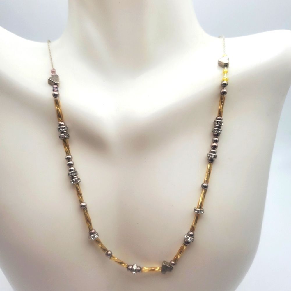 Tribal spacer heart necklace delicate jewelry